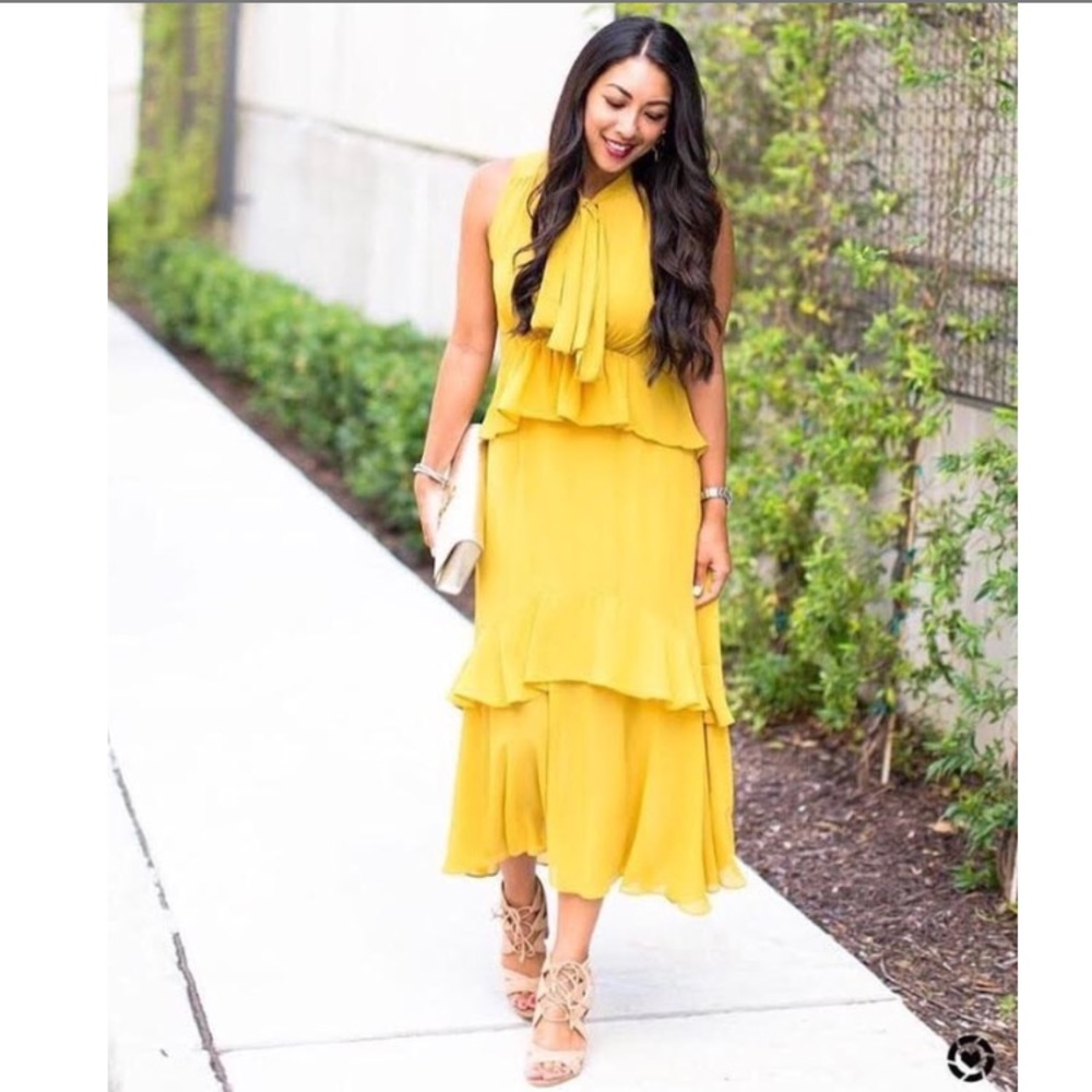 Strut & Bolt yellow midi dress with slip